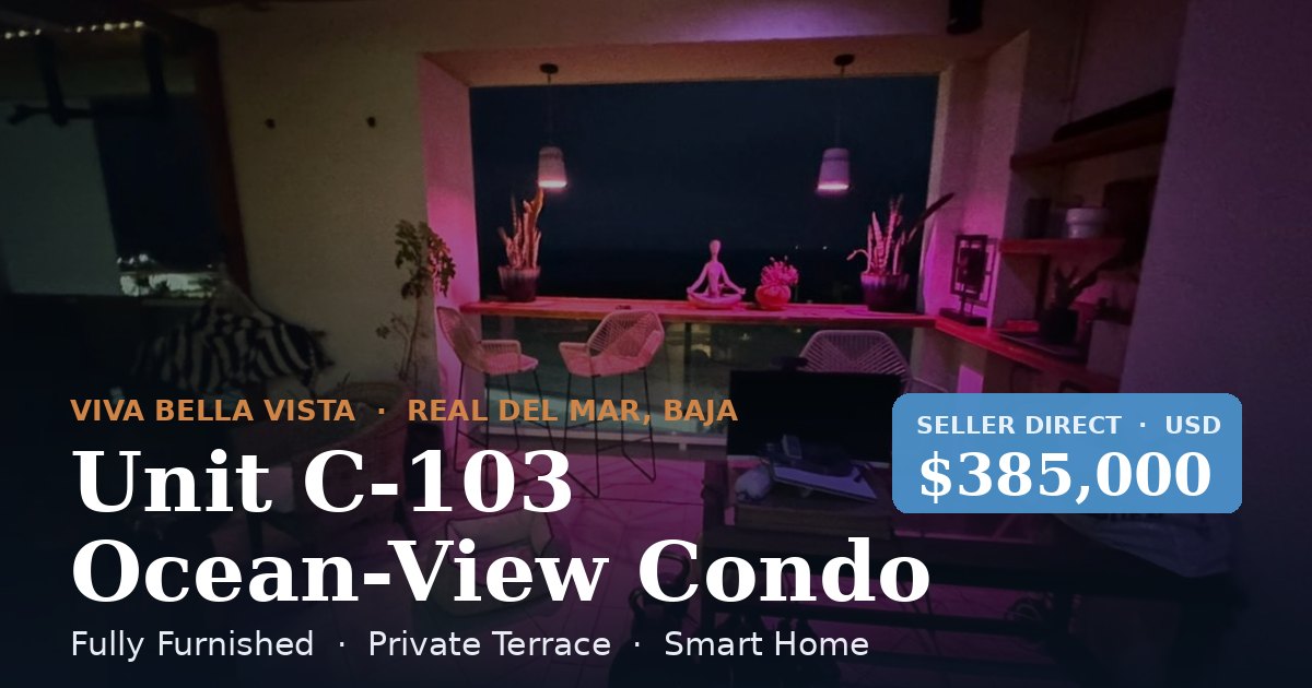 Unit C-103 ocean-view terrace at Viva Bella Vista, Real del Mar